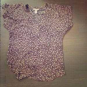 Brown and white floral blouse